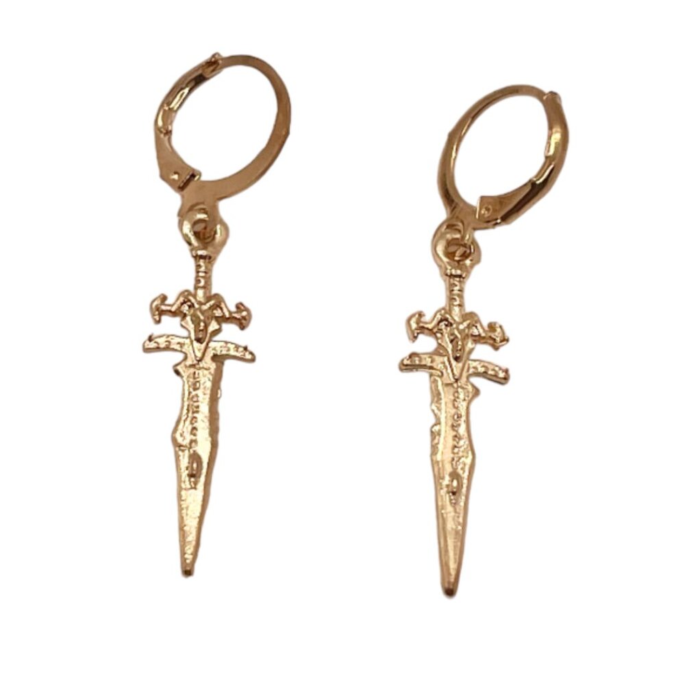 🌻❤️ FREE Sword Boho Minimalist Peasant Hipster Hippie Art Hoop Charm Earrings